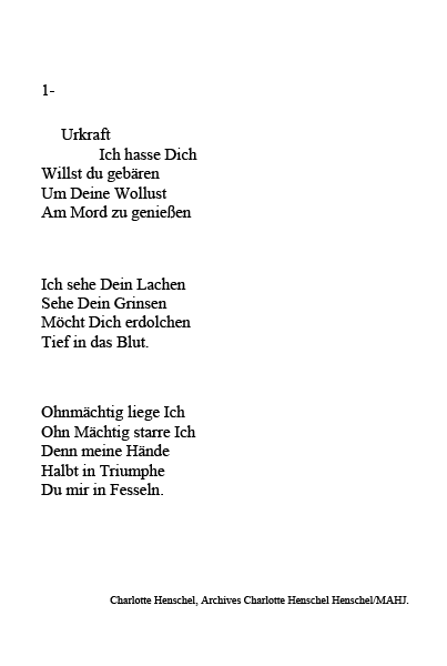 Traduction française du poème Urkraft