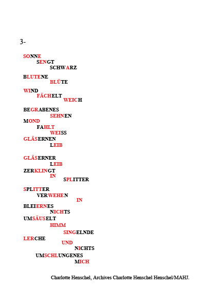 Poème Sonne sengt schwartz