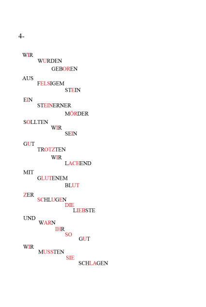 Partie 1 du poème Wir werden geboren